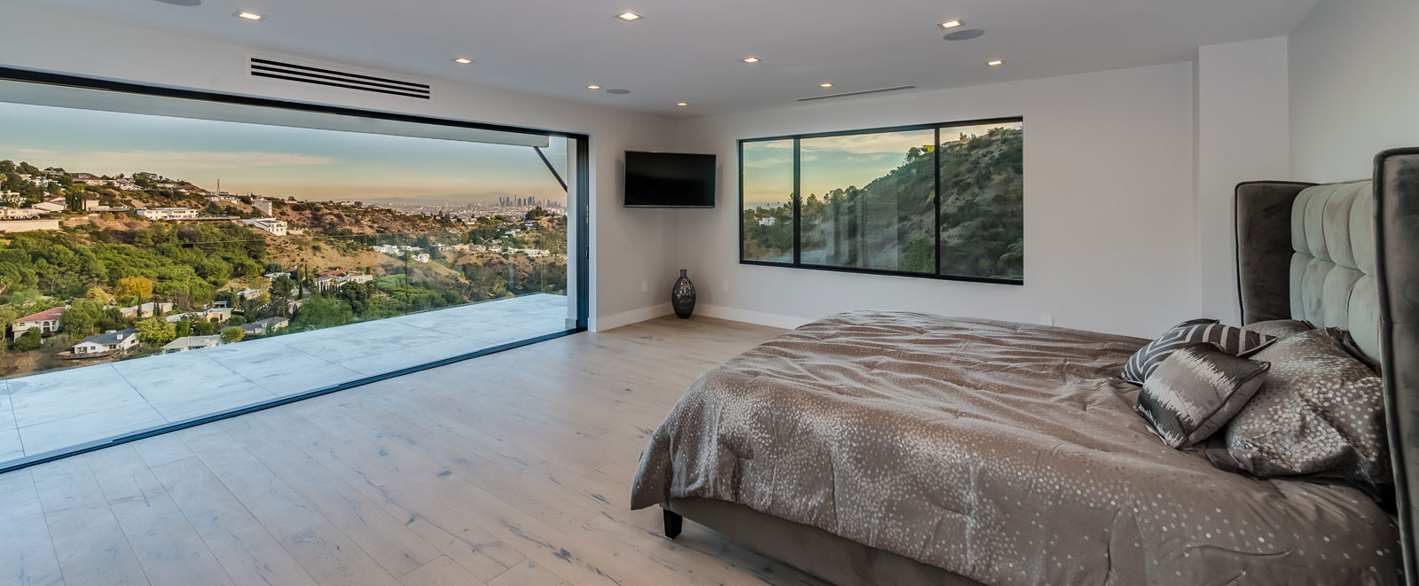 glass window wall bedroom